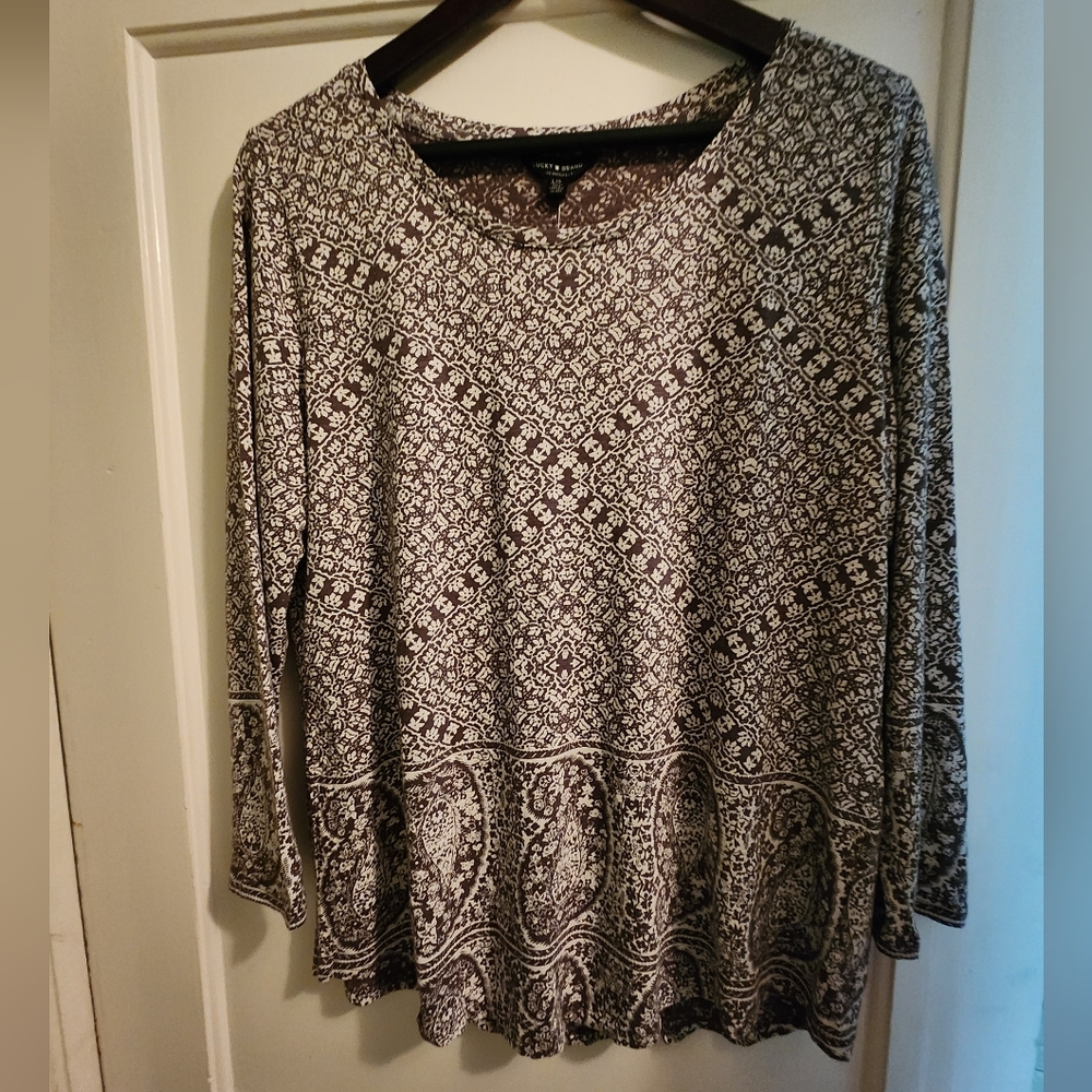 NWT Lucky Brand 3/4 Sleeve Lightweight Blouse, Size L - Picture 7 of 8